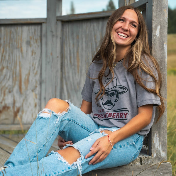 I'm Your Huckleberry Unisex Vintage Wash Tee - Washed Grey - The Montana Scene