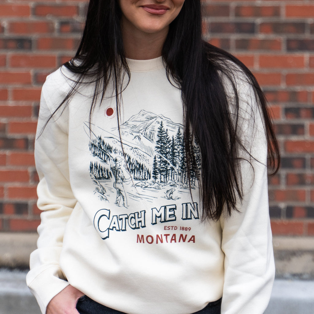 Catch Me In Montana Unisex Pullover - Bone - The Montana Scene