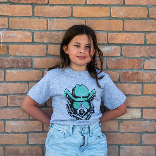 Hey Bear Kids Tee- Heather Grey
