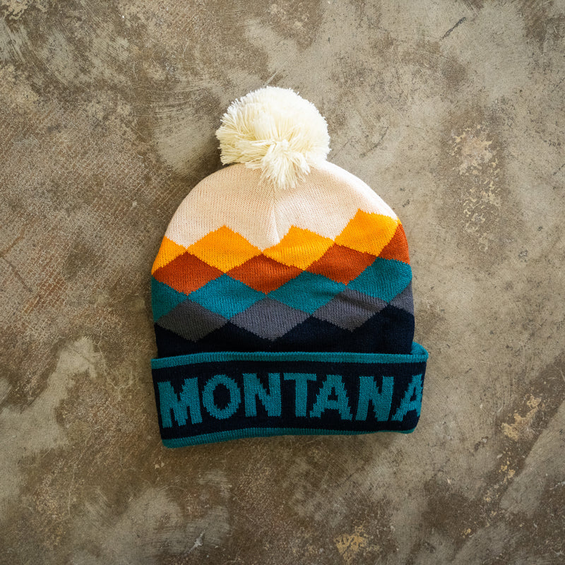 Montana Diamonds Pom Beanie - Berry/Navy