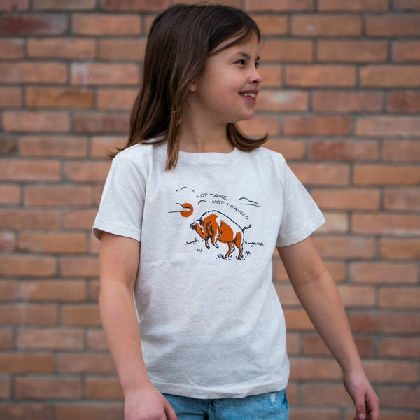 Not Tame Bison Toddler Tee - Heather Natural - The Montana Scene