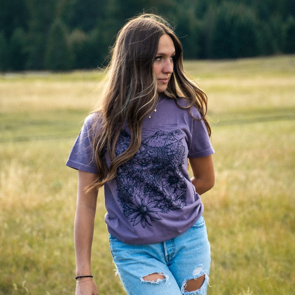 Flower Meadow Unisex Tee - Wine - The Montana Scene