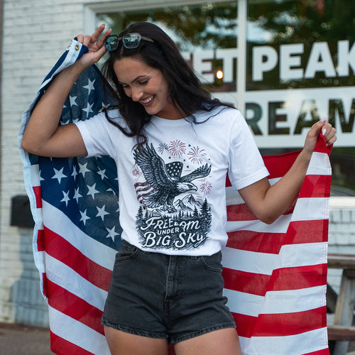 Freedom Under Big Sky Unisex Tee - White