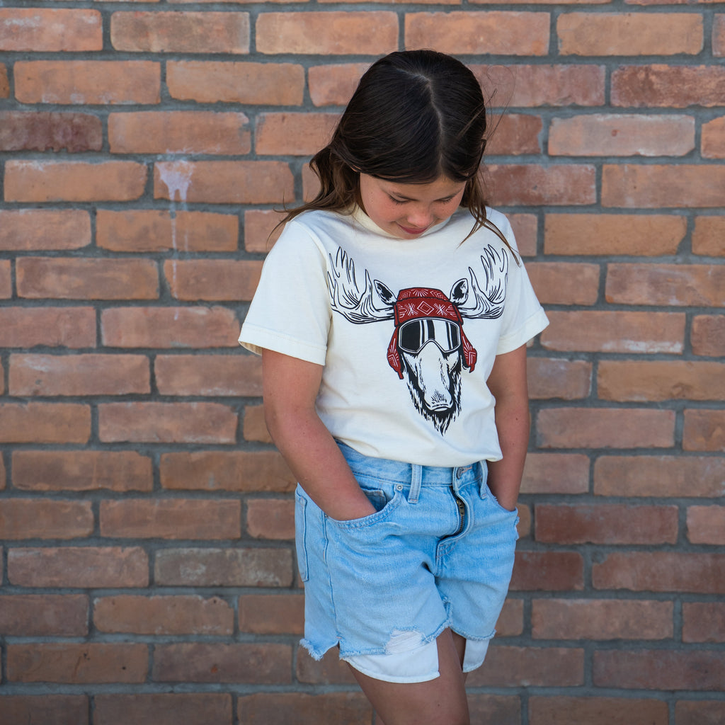 Eh Moose Kids Tee- Natural - The Montana Scene