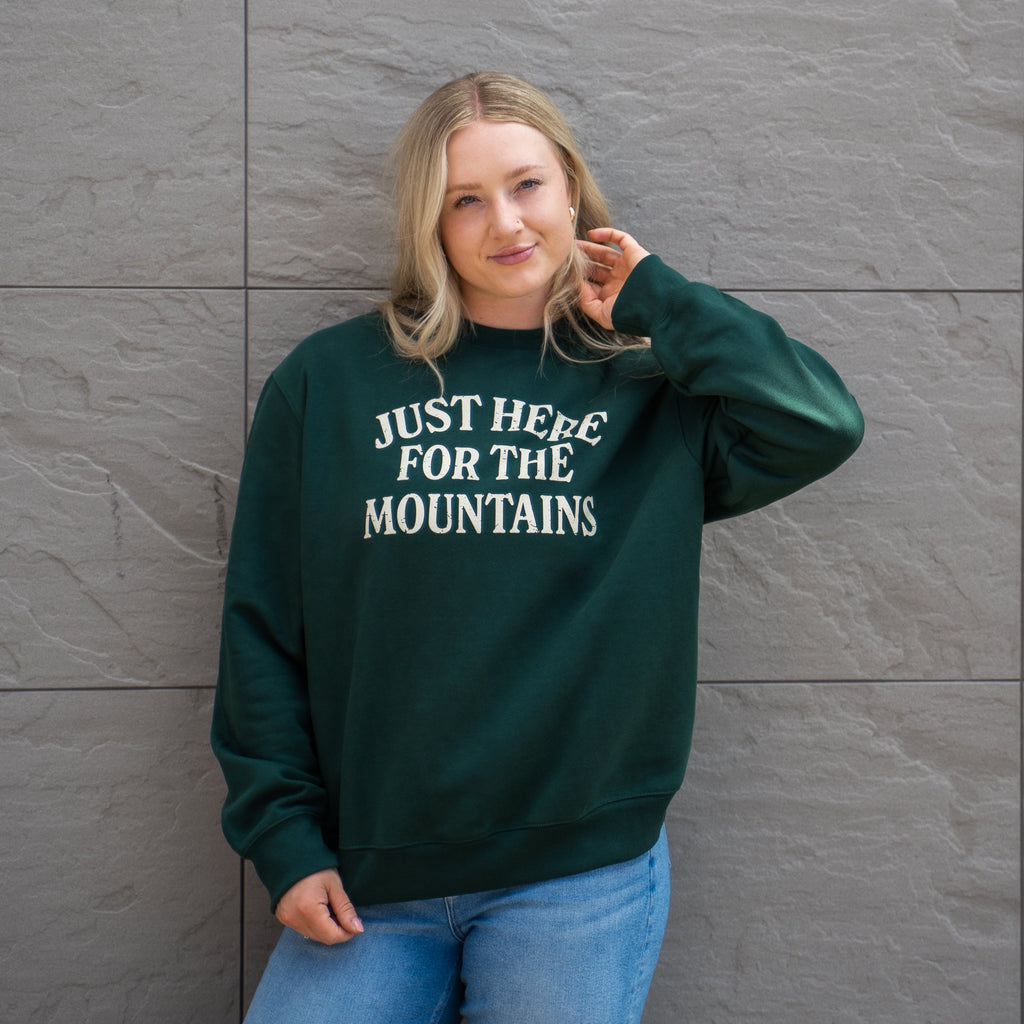 Just Here for the Mountains Unisex Pullover - Forest - The Montana Scene