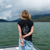 Take Me To The Wildflowers Ladies Rolled Sleeve - Black