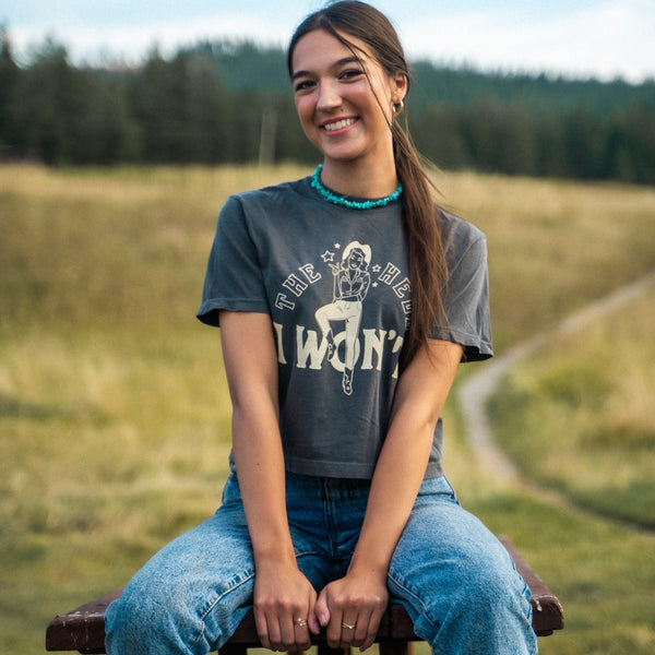 The Hell I Won't Ladies Boxy Tee - Pepper - The Montana Scene