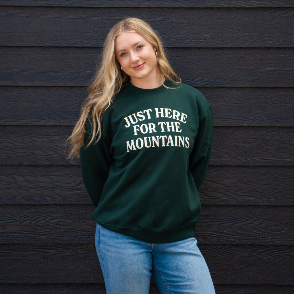 Just Here for the Mountains Unisex Pullover - Forest - The Montana Scene