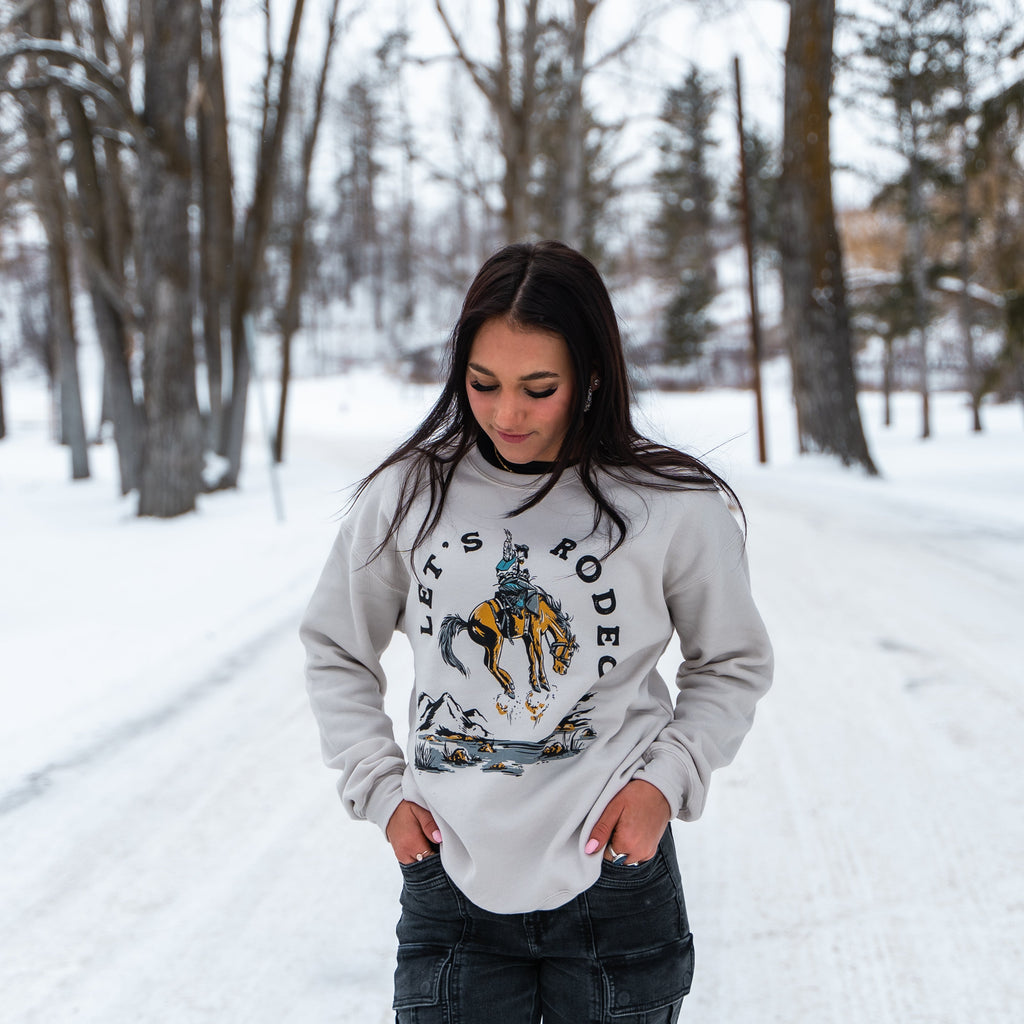 Let's Rodeo Unisex Pullover - Heather Dust - The Montana Scene