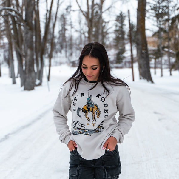 Let's Rodeo Unisex Pullover - Heather Dust - The Montana Scene