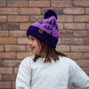 Pine Trees Kids Pom Beanie - Purple/Teal - The Montana Scene