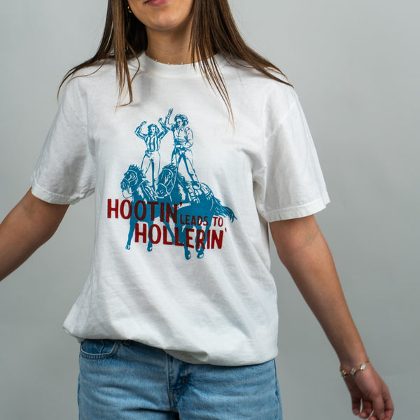 Hootin' Leads to Hollerin' Unisex Tee - White - The Montana Scene