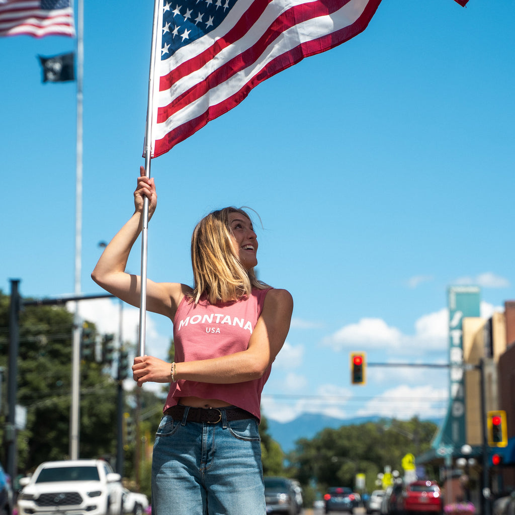 Montana USA Ladies Crop Tank - Paprika - The Montana Scene