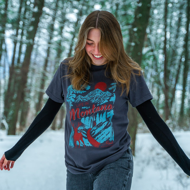 Life in Montana is a Real Adventure Unisex Tee - Graphite