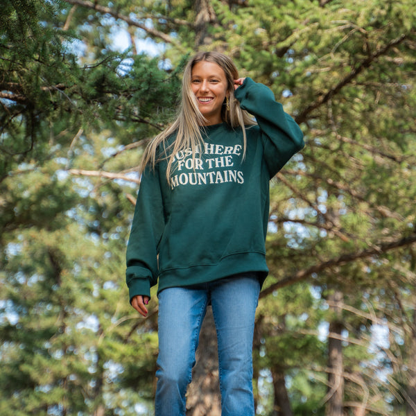 Just Here for the Mountains Unisex Pullover - Forest - The Montana Scene