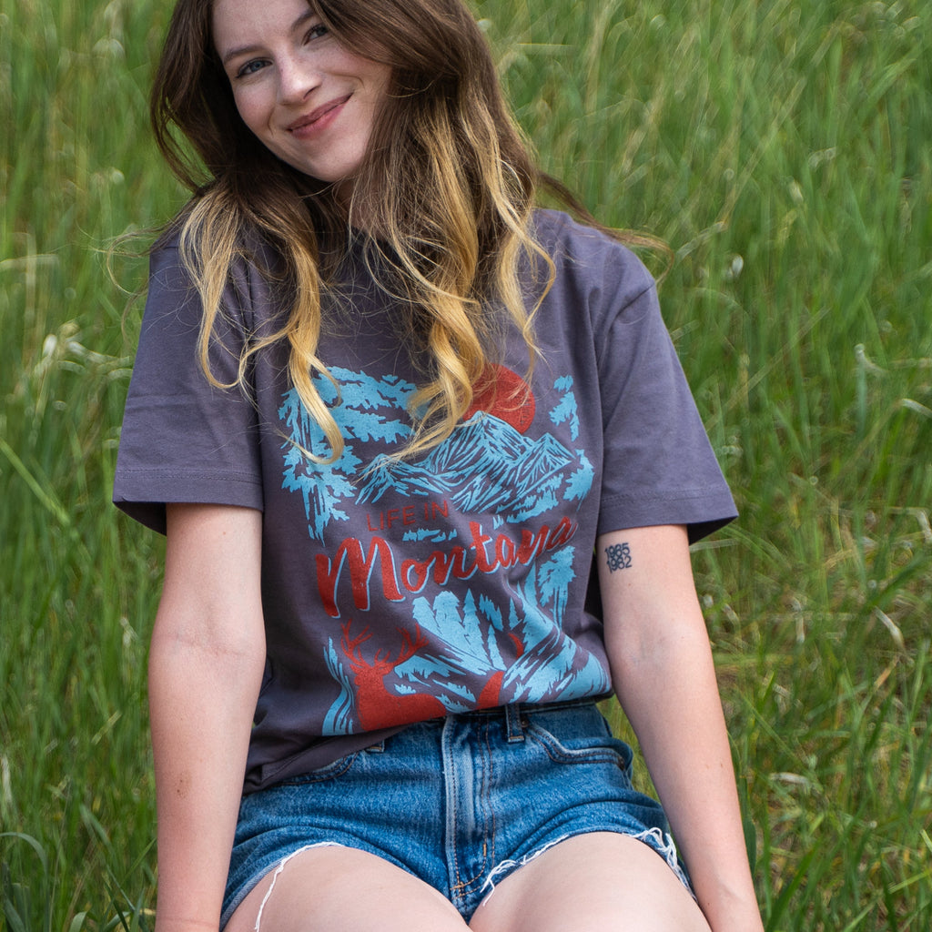 Life in Montana is a Real Adventure Unisex Tee - Charcoal - The Montana Scene