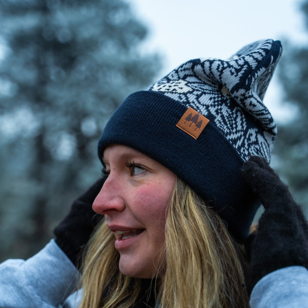 Daisy Fold Over Beanie - Orange/Black - The Montana Scene