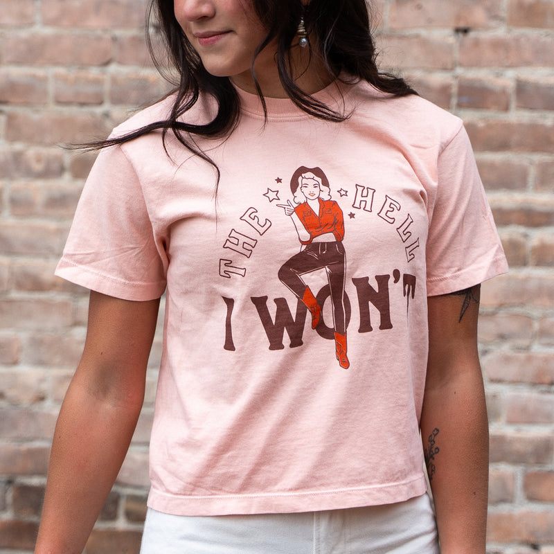 The Hell I Won't Ladies Boxy Tee - Peachy