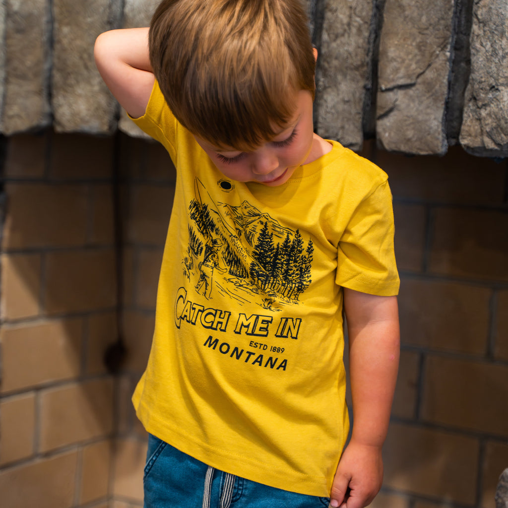 Catch Me In Montana Toddler Tee - Mustard - The Montana Scene