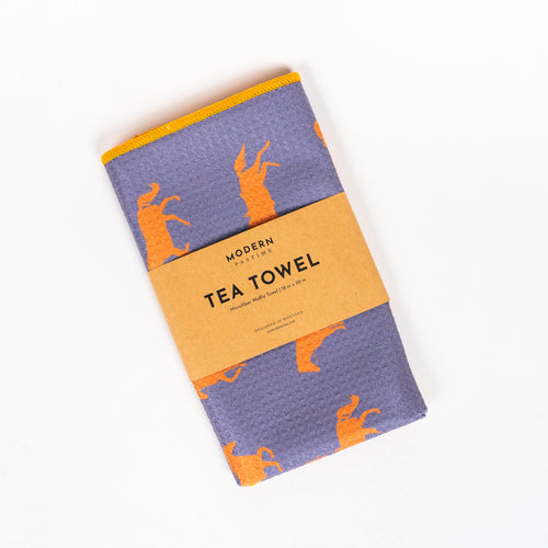 Horse Silhouette Tea Towel - Steel/Orange