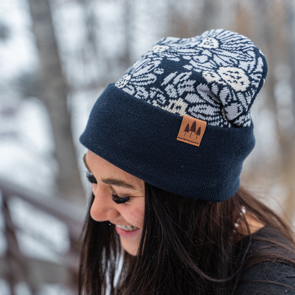 Daisy Fold Over Beanie - Orange/Black - The Montana Scene