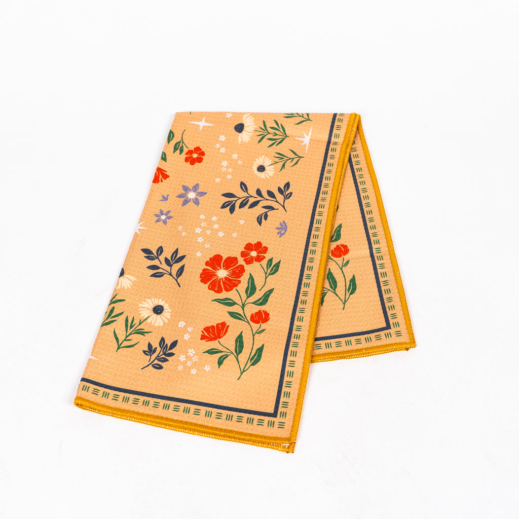 Floral Print Tea Towel - Cream - The Montana Scene