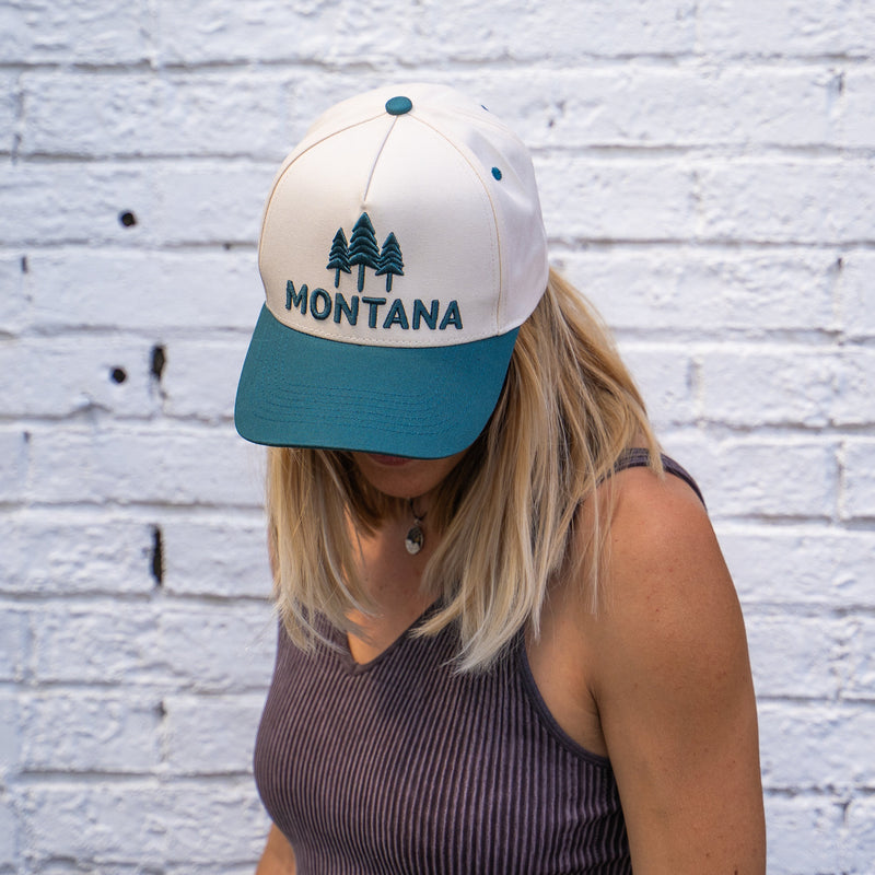 Montana Three Tree Embroidered Trucker - Pine