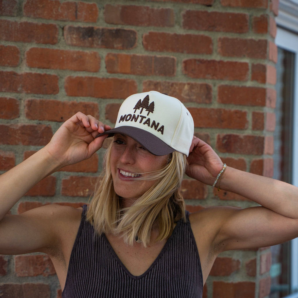 Montana Three Tree Embroidered Trucker - Brown - The Montana Scene