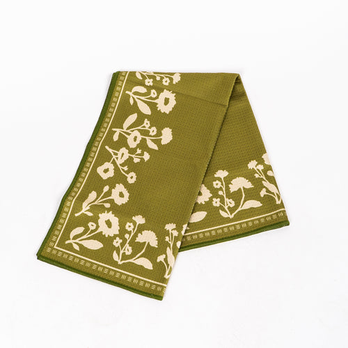 Floral Silhouette Tea Towel - Olive - The Montana Scene