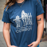 Cool It Cowboy Relaxed Unisex Tee - Denim- Discontinued