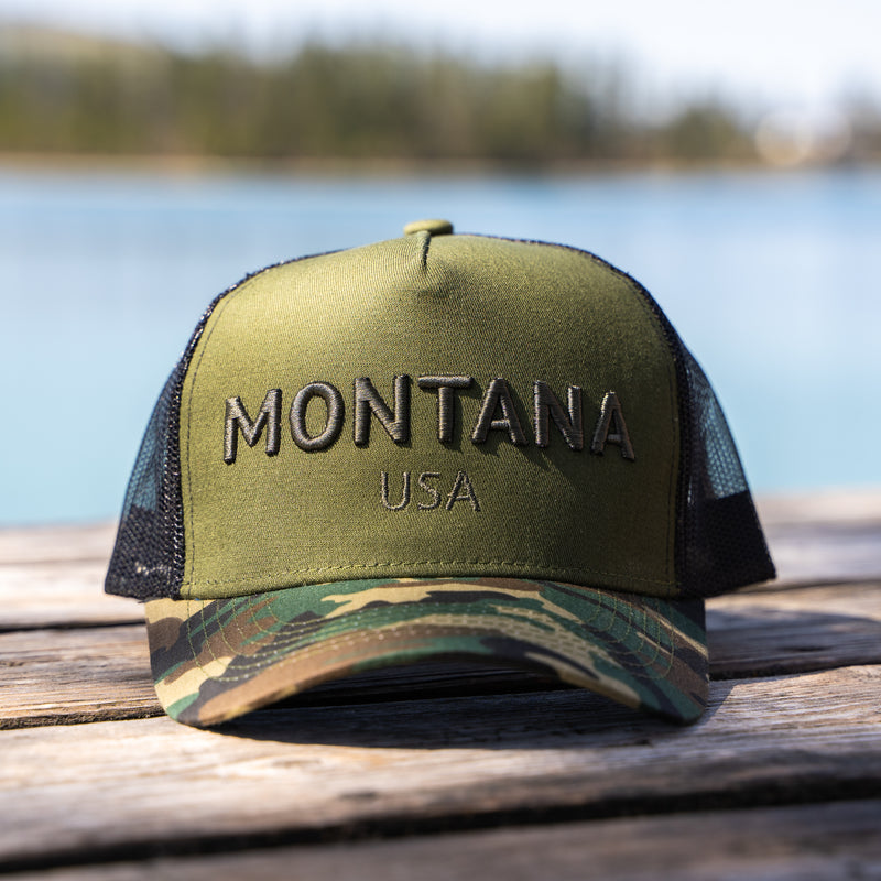 Montana USA Unisex Trucker - Green/Camo - The Montana Scene