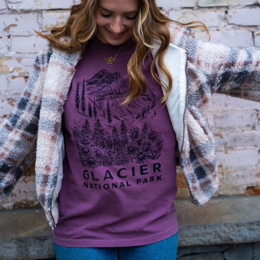 Glacier National Park Unisex Tee - Berry - The Montana Scene