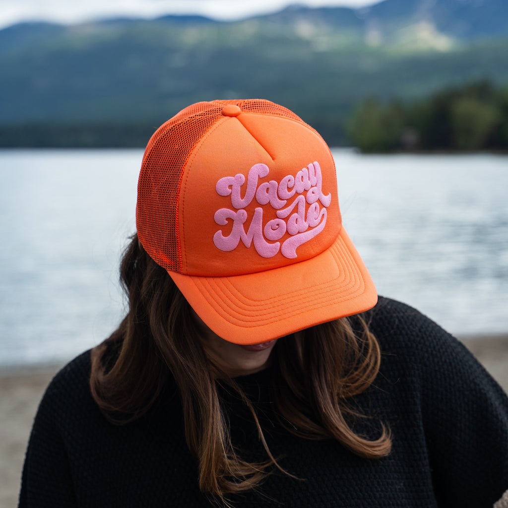 Vacay Mode Foam Trucker - Orange - The Montana Scene