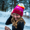 Mountains Pom Beanie - Berry/Navy - The Montana Scene