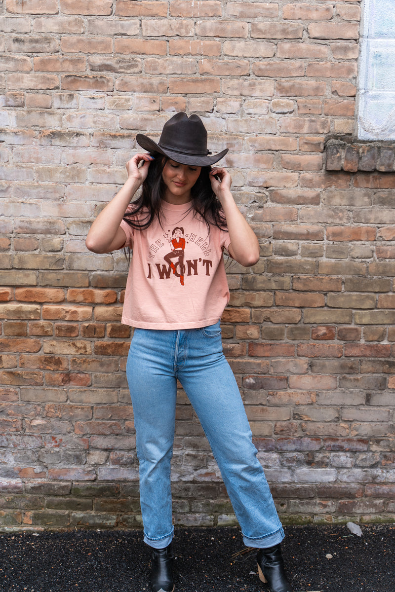 The Hell I Won't Ladies Boxy Tee - Peachy