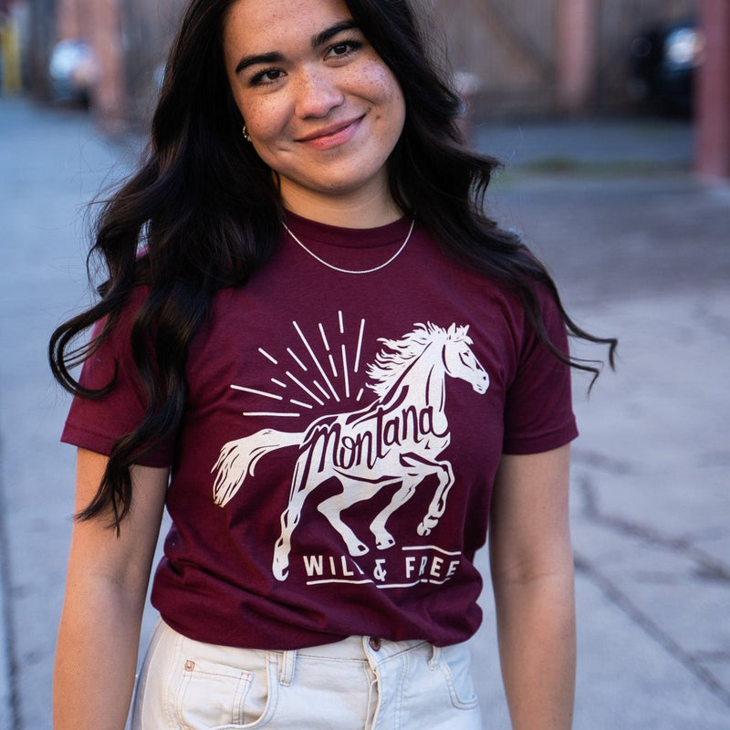 Wild & Free Unisex Tee - Burgundy - Discontinued