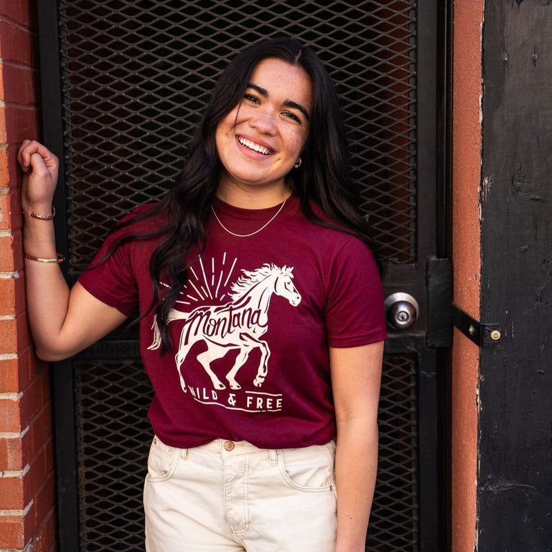 Wild & Free Unisex Tee - Burgundy - Discontinued