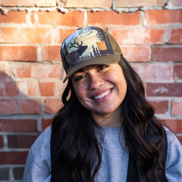 Elk Unisex Trucker - Brown - The Montana Scene