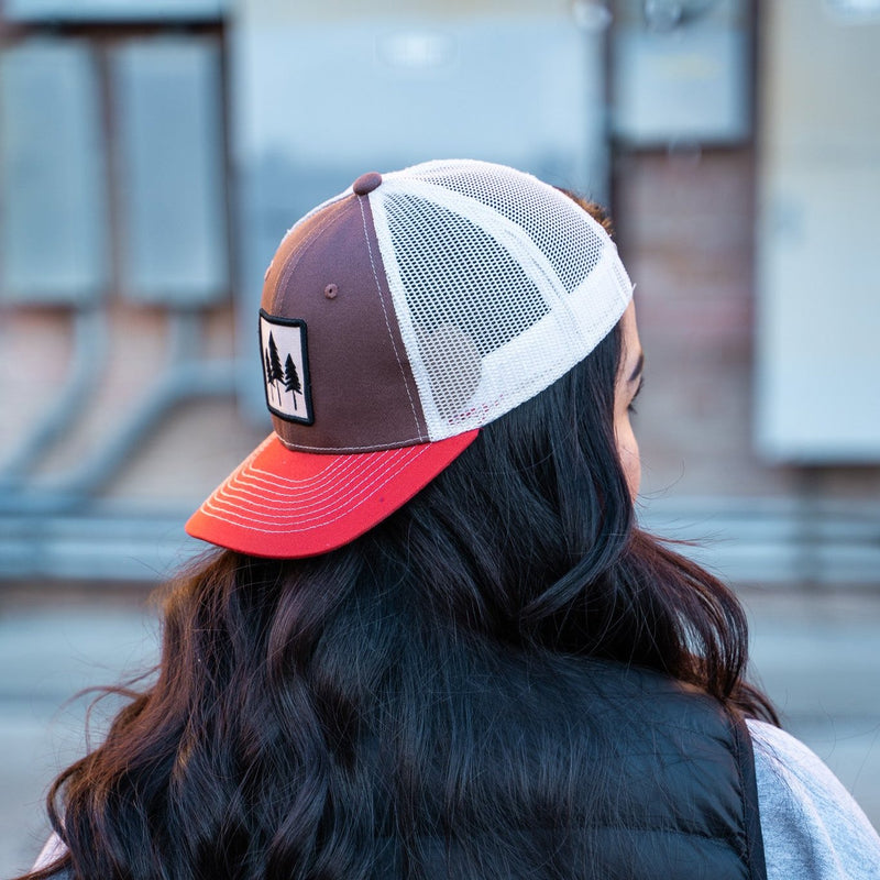 Three Tree Tri Tone Trucker- Brown/Red