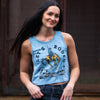 Let's Rodeo Ladies Crop Tank - Stonewash Denim