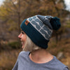 Geometric Pom Beanie - Dark Teal/Black - The Montana Scene