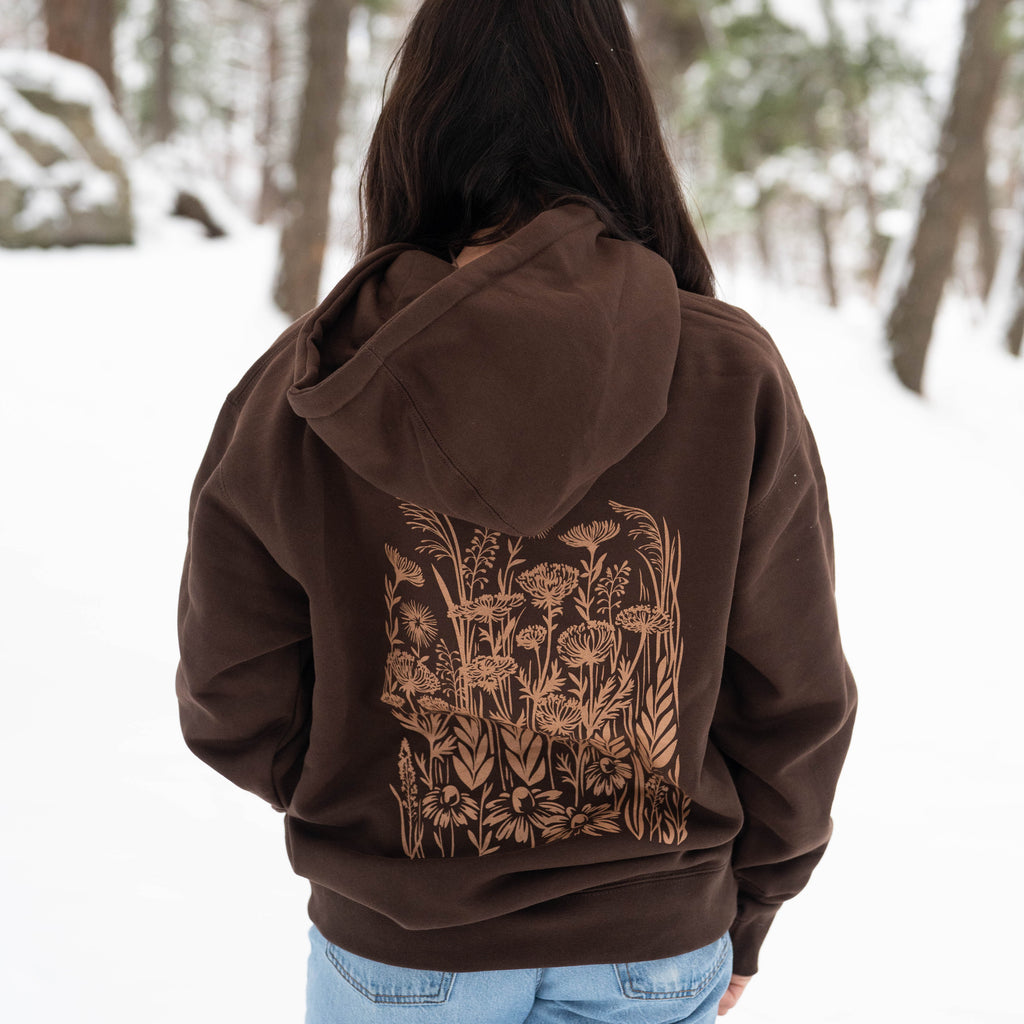 wild field floral hoodie brown 