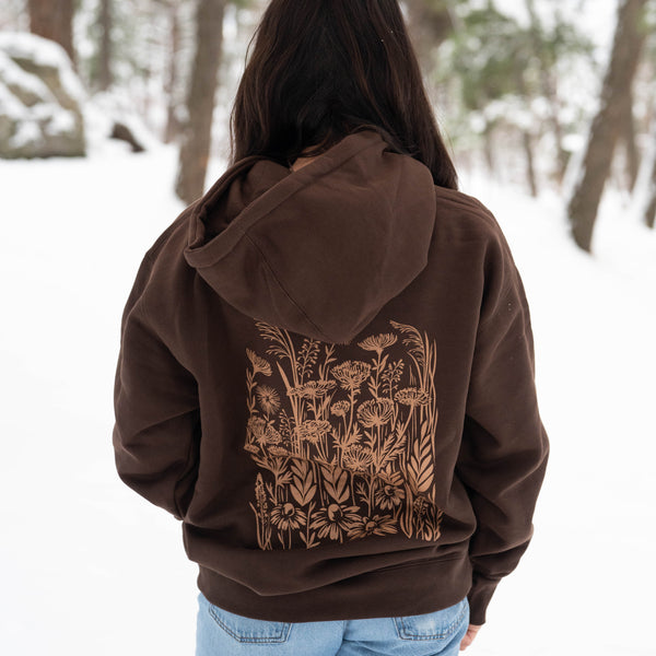 wild field floral hoodie brown 