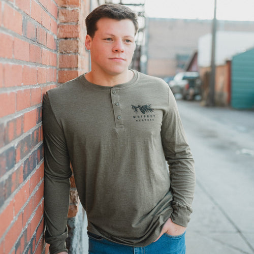 Whiskey Weather Henley Long Sleeve - Green Frost - The Montana Scene