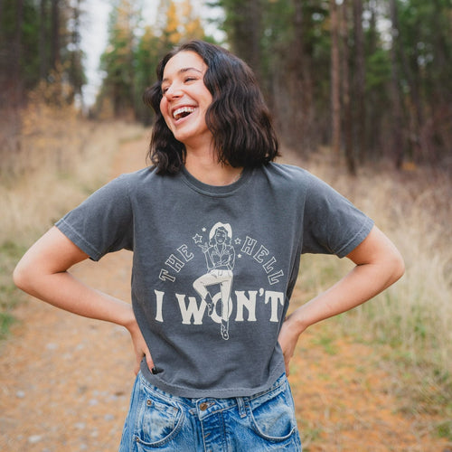 The Hell I Won't Ladies Boxy Tee - Pepper