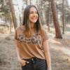Mountain Sketch Ladies Relaxed Tee - Washed Coyote Brown - The Montana Scene