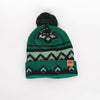 Wintergreen Pattern Pom Beanie - Emerald/Mint - The Montana Scene