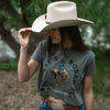 Let's Rodeo Ladies Crop Tee - Dark Heather Grey - The Montana Scene