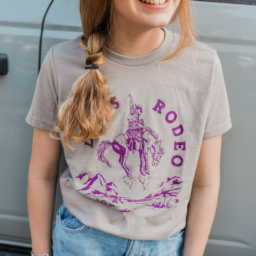 Let's Rodeo Kids Tee - Heather Stone - The Montana Scene