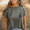 Rustic Three Tree Ladies Relaxed Tee - Washed Basil - The Montana Scene